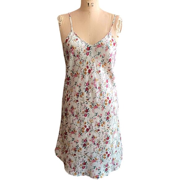 Vintage 90s Y2K satin floral slip dress nightgown lingerie - Picture 1 of 13